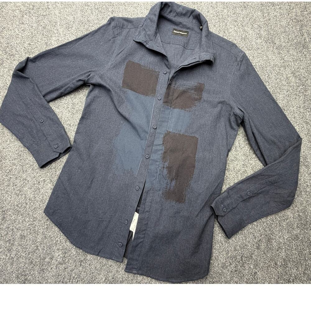 Emporio Armani Mens Shirt 38 15.5 Blue Abstract Print Cotton NWT